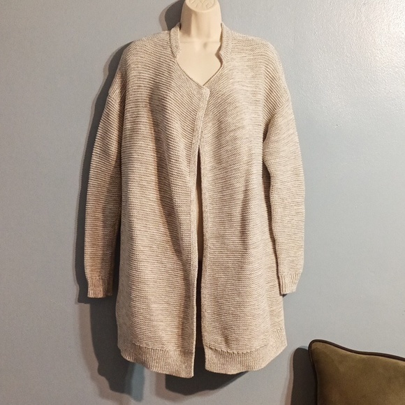Gap women's size medium long tan with white blends cardigan - Picture 9 of 17